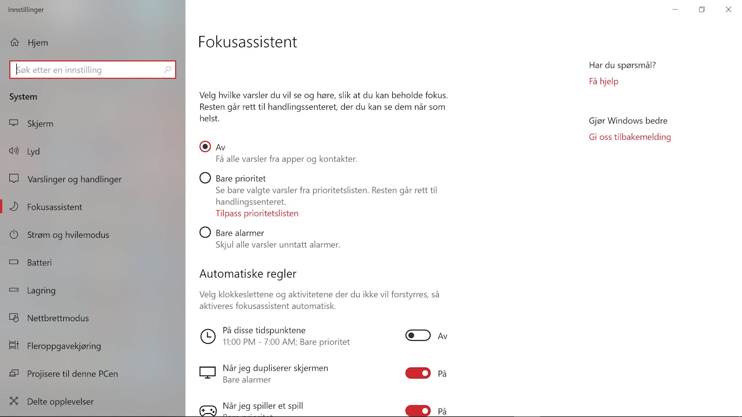 Fokusassistent Fokusassistent i Windows 10